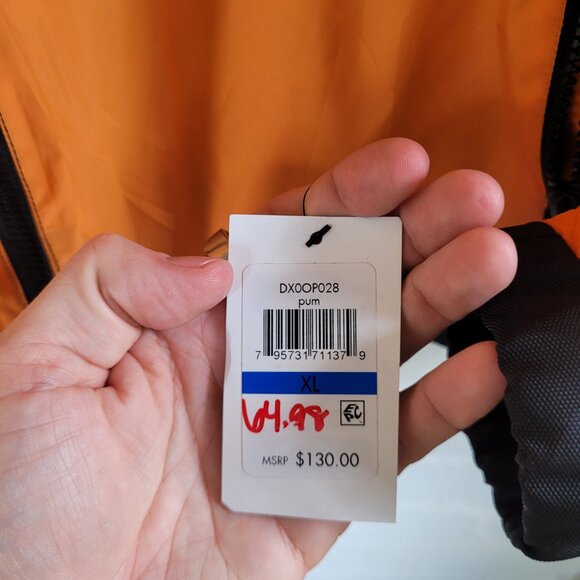 NWT DKNY Men's Orange & Black Colorblock Hooded Windbreaker Jacket XL - Picture 8 of 9